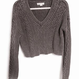 Aeropostale Women's Charcoal V-Neck Sweater
